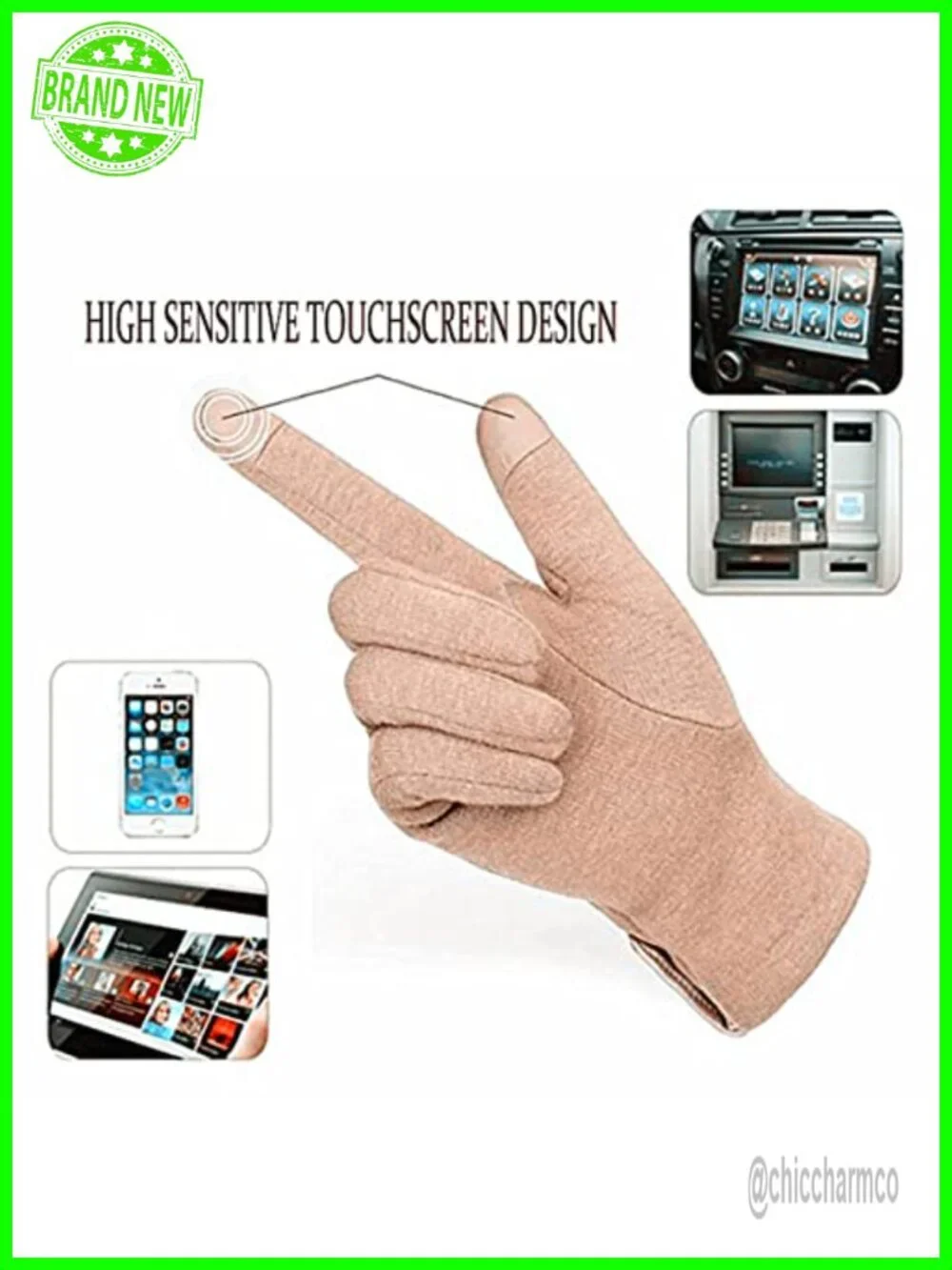 Touch Screen Fleece Winter Gloves with Button Decoration